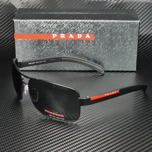 Prada Men's Matte Black Grey Rubber Sunglasses!